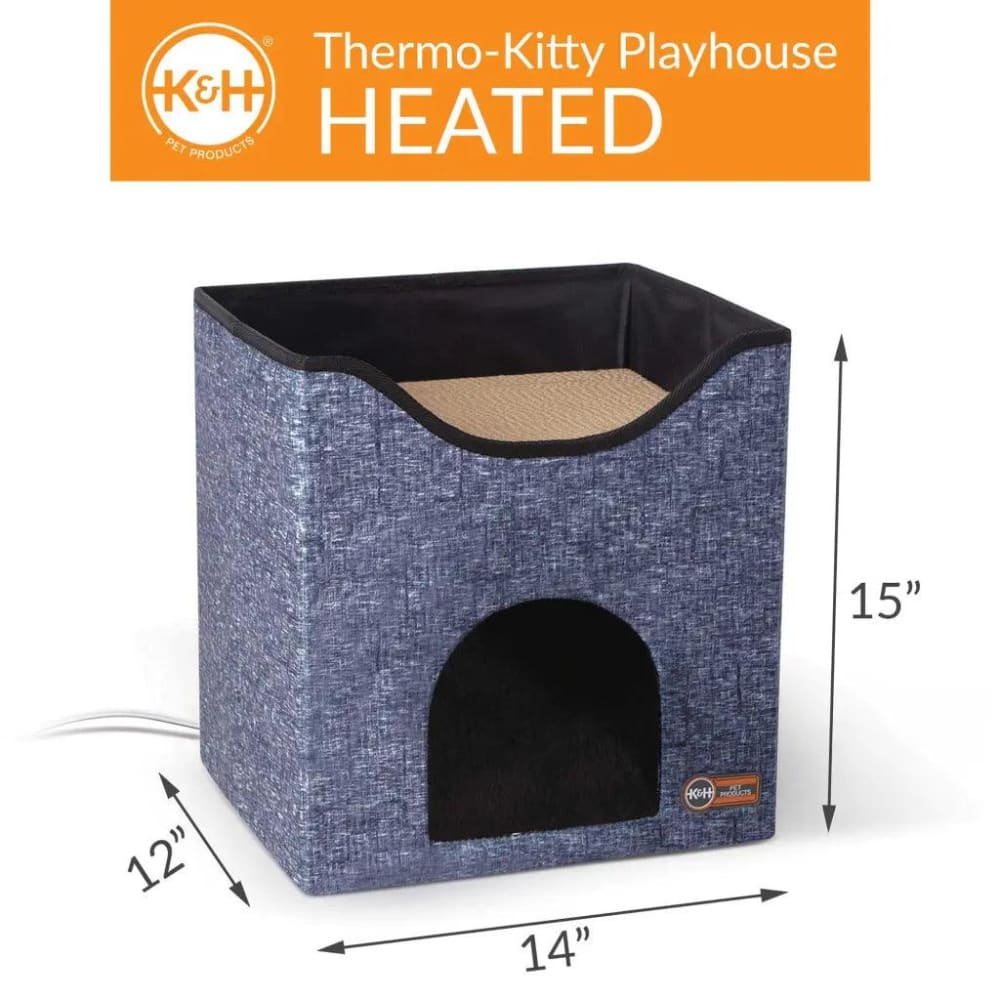 K&H Pet Products Thermo-Kitty Playhouse Navy Blue 14’’