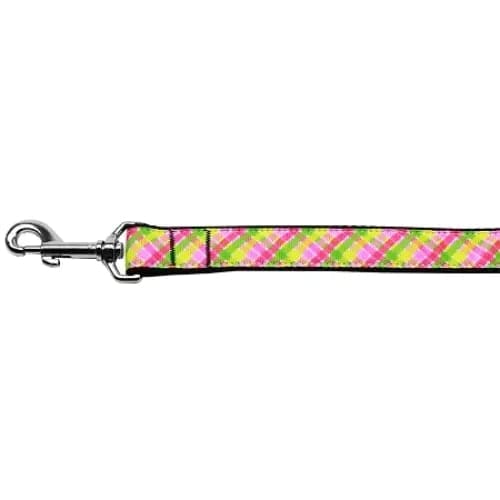 Lemondrop Plaid Nylon Dog Collar & Leash - Dog Collars