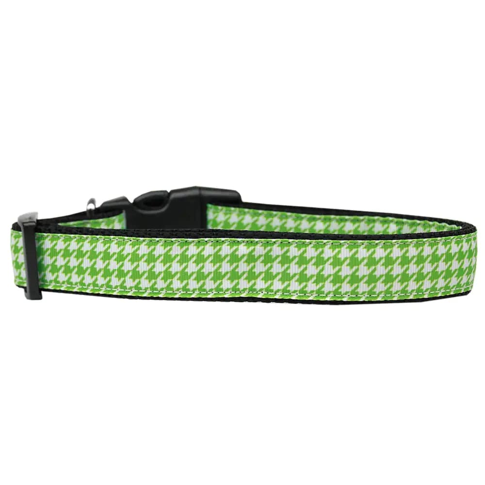 Lime Green Houndstooth Nylon Cat Collar - Cat Collars