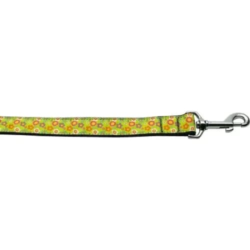 Lime Spring Flowers Nylon Dog Collar & Leash - Dog Collars