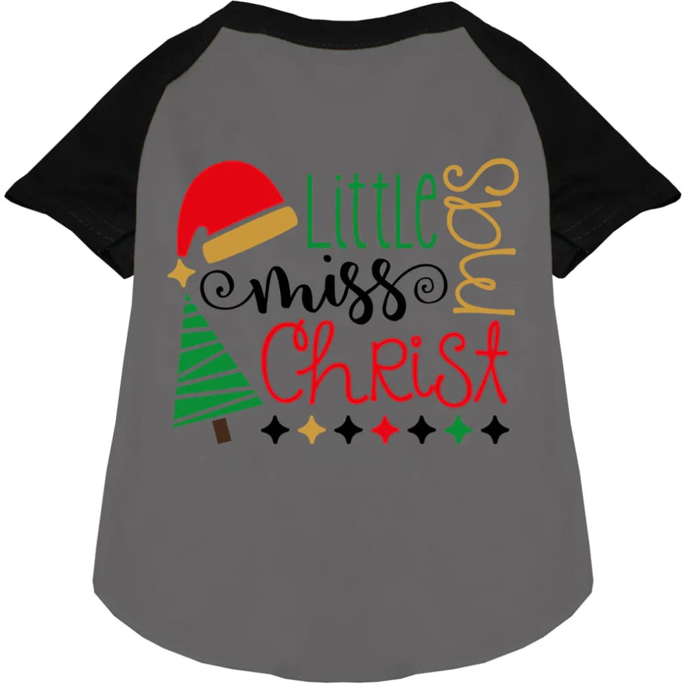 Little Miss Christmas Pet Raglan Shirt - Screen Print Shirts