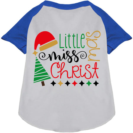 Little Miss Christmas Pet Raglan Shirt - Screen Print Shirts