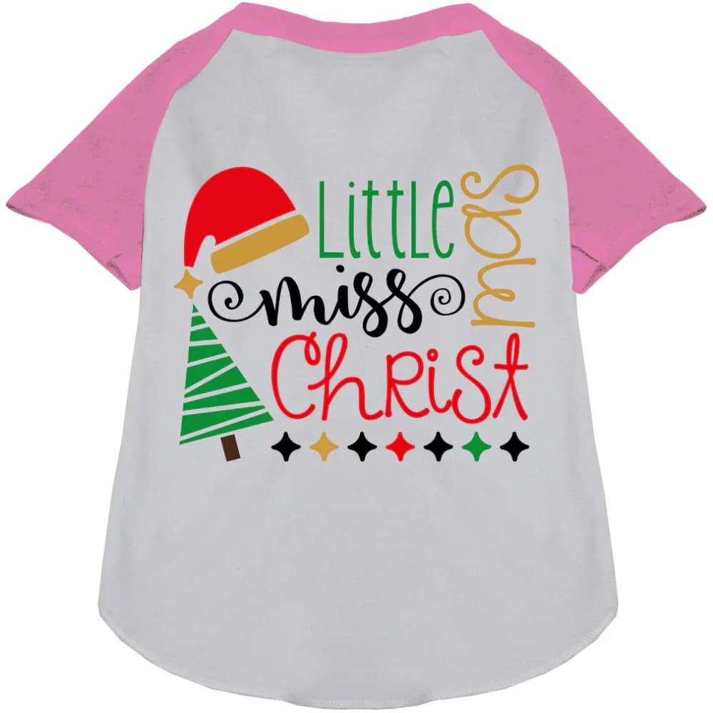 Little Miss Christmas Pet Raglan Shirt - Screen Print Shirts