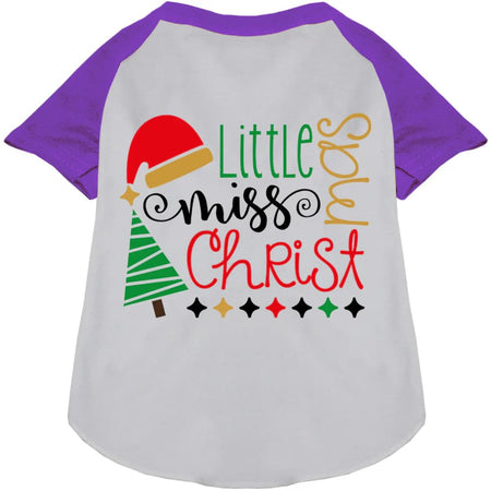 Little Miss Christmas Pet Raglan Shirt - Screen Print Shirts