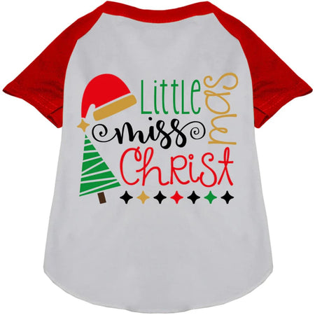 Little Miss Christmas Pet Raglan Shirt - Screen Print Shirts