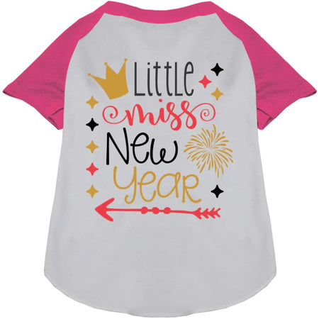 Little Miss New Year Pet Raglan Shirt - Screen Print Shirts