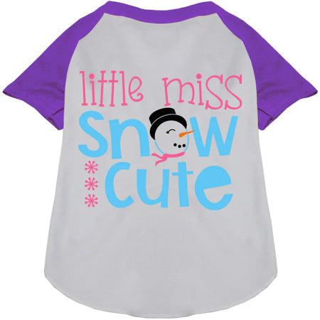 Little Miss Snow Cute Pet Raglan Shirt - Screen Print Shirts