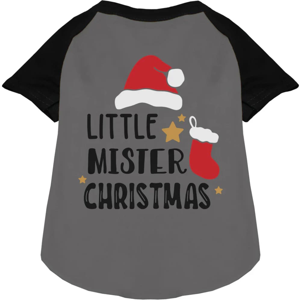 Little Mister Christmas Pet Raglan Shirt - Screen Print