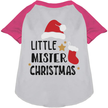 Little Mister Christmas Pet Raglan Shirt - Screen Print