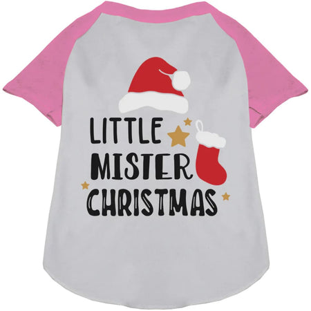 Little Mister Christmas Pet Raglan Shirt - Screen Print