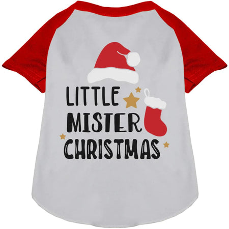 Little Mister Christmas Pet Raglan Shirt - Screen Print