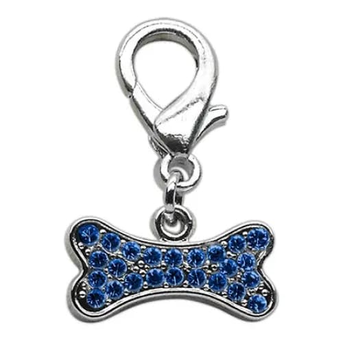 Lobster Claw Rhinestone Bone Pet Collar Charm - Pet Collar