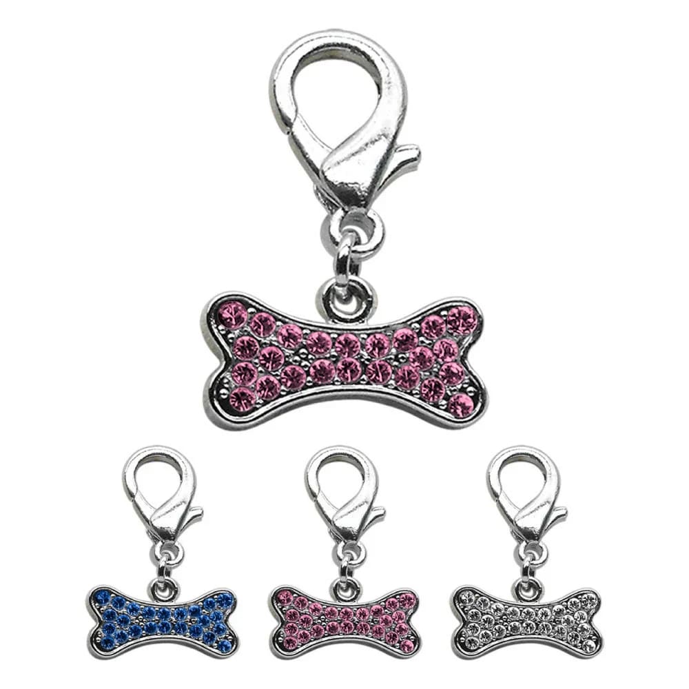 Lobster Claw Rhinestone Bone Pet Collar Charm - Pet Collar