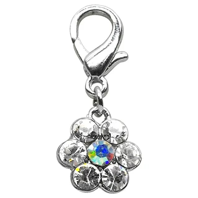 Lobster Claw Rhinestone Flower Pet Collar Charm - Pet