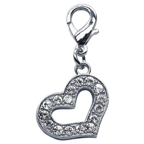 Lobster Claw Rhinestone Heart Pet Collar Charm - Pet Collar