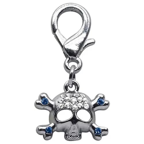 Lobster Claw Rhinestone Skull Pet Collar Charm - Pet Collar