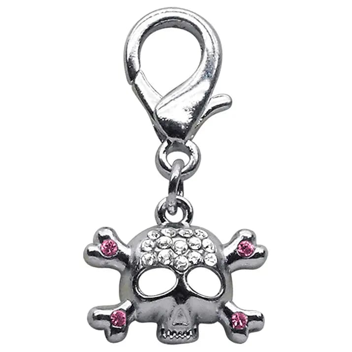 Lobster Claw Rhinestone Skull Pet Collar Charm - Pet Collar