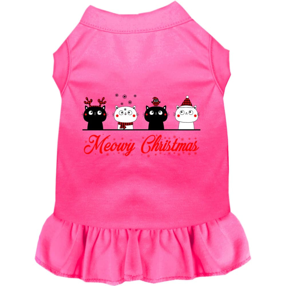 Meowy Christmas Pet Dress - Screen Print Dog Dresses