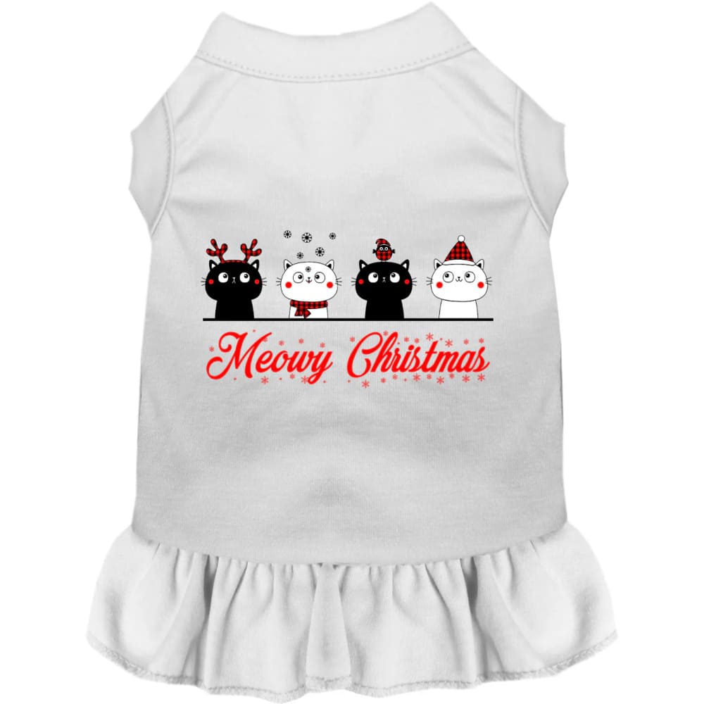 Meowy Christmas Pet Dress - Screen Print Dog Dresses