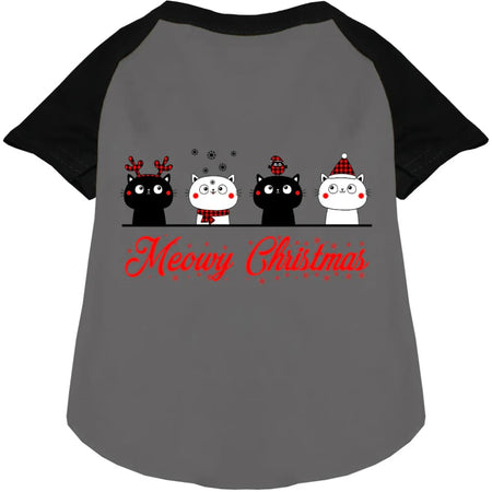 Meowy Christmas Pet Raglan Shirt - Screen Print Shirts