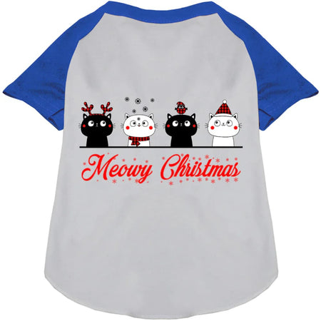 Meowy Christmas Pet Raglan Shirt - Screen Print Shirts