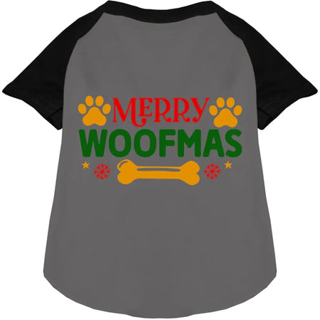 Merry Woofmas Pet Raglan Shirt - Screen Print Shirts