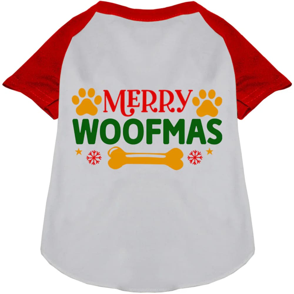 Merry Woofmas Pet Raglan Shirt - Screen Print Shirts