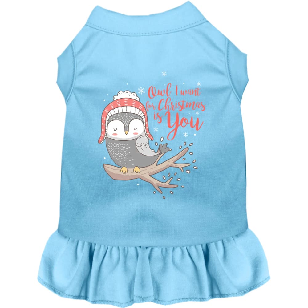 Owl I Want for Christmas Pet Dress - Screen Print Dog