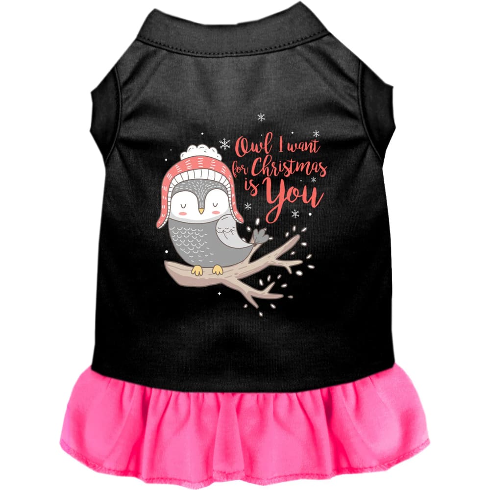 Owl I Want for Christmas Pet Dress - Screen Print Dog