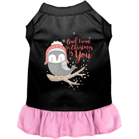 Owl I Want for Christmas Pet Dress - Screen Print Dog