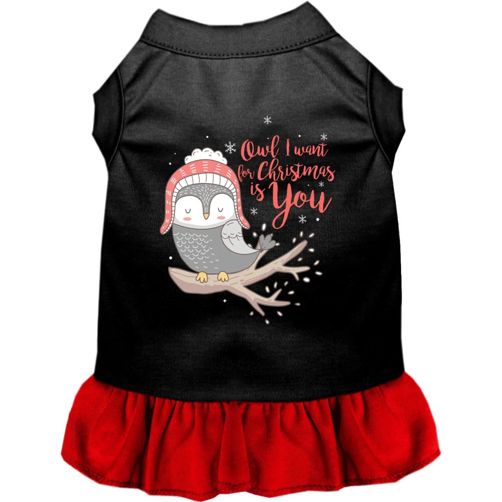 Owl I Want for Christmas Pet Dress - Screen Print Dog