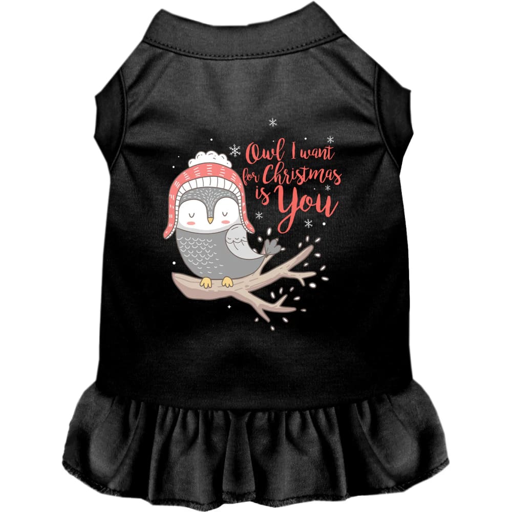 Owl I Want for Christmas Pet Dress - Screen Print Dog