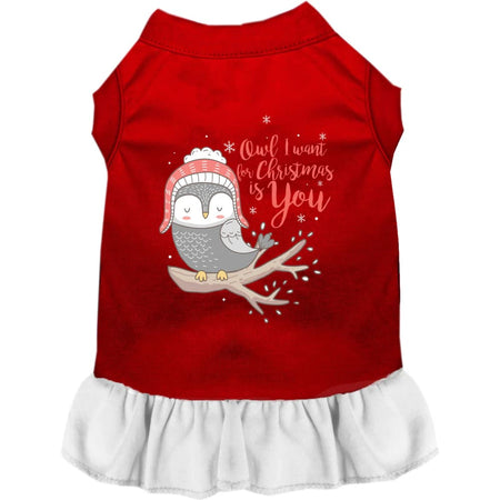 Owl I Want for Christmas Pet Dress - Screen Print Dog