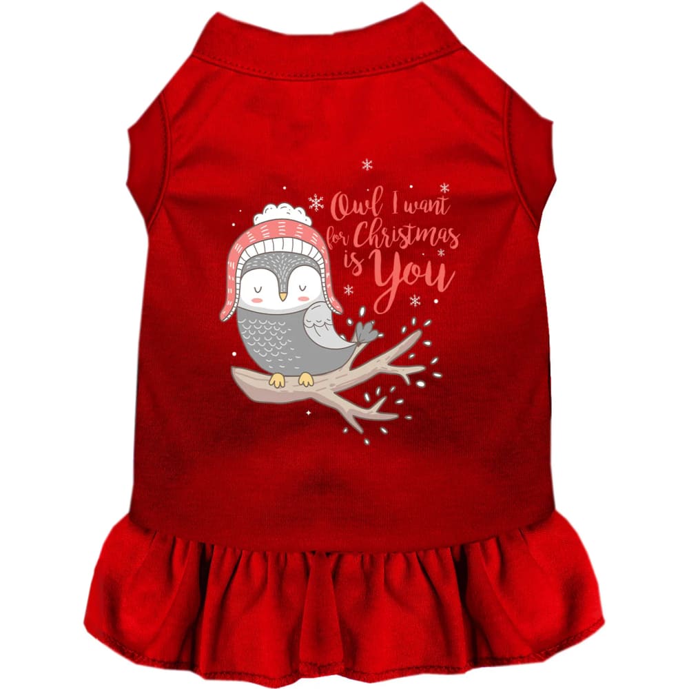 Owl I Want for Christmas Pet Dress - Screen Print Dog