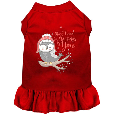 Owl I Want for Christmas Pet Dress - Screen Print Dog