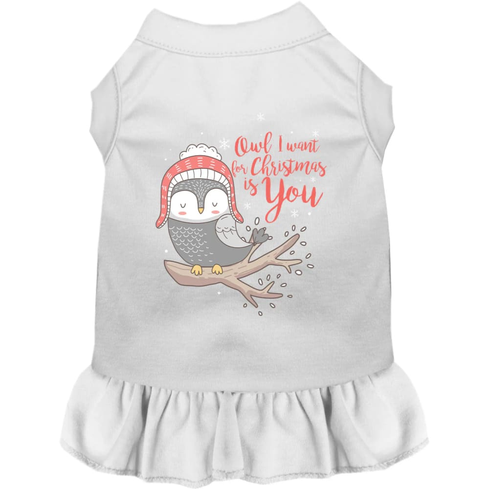 Owl I Want for Christmas Pet Dress - Screen Print Dog