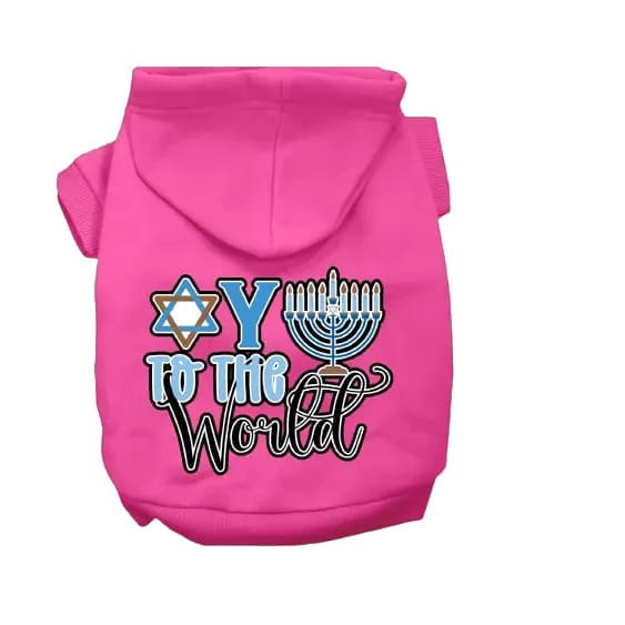 Oy to the World Hanukkah Pet Hoodie - Hanukkah Hoodies