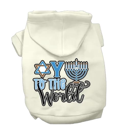 Oy to the World Hanukkah Pet Hoodie - Hanukkah Hoodies