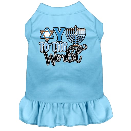 Oy to the World Screen Print Pet Dress - Hanukkah Dress