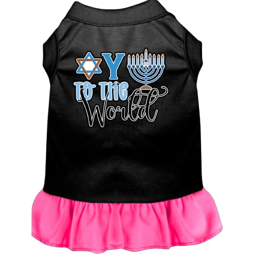 Oy to the World Screen Print Pet Dress - Hanukkah Dress