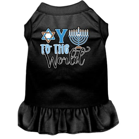 Oy to the World Screen Print Pet Dress - Hanukkah Dress