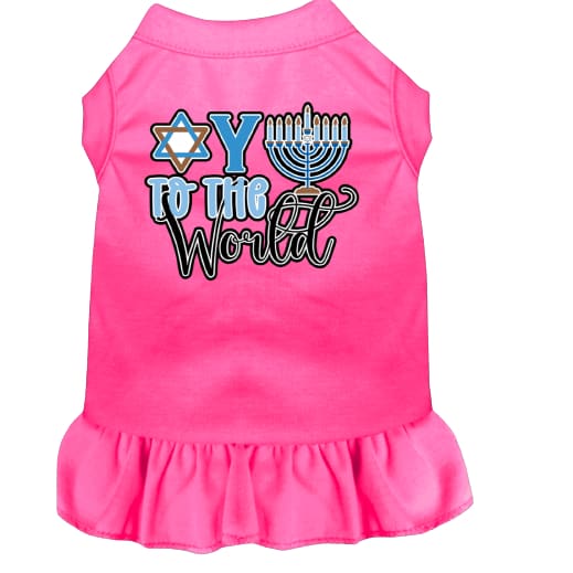 Oy to the World Screen Print Pet Dress - Hanukkah Dress