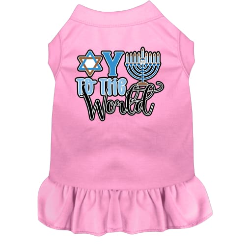 Oy to the World Screen Print Pet Dress - Hanukkah Dress