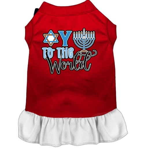 Oy to the World Screen Print Pet Dress - Hanukkah Dress