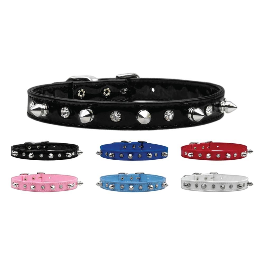 Patent Crystal and Spike Dog Collars - Dog Collars - Patent