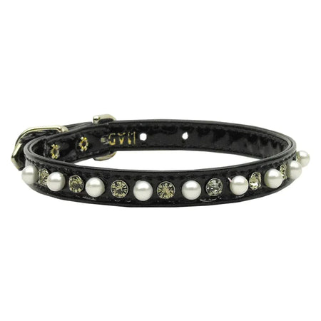 Patent Jewel 3/8’’ Pearl and Crystal Dog Collars - Dog