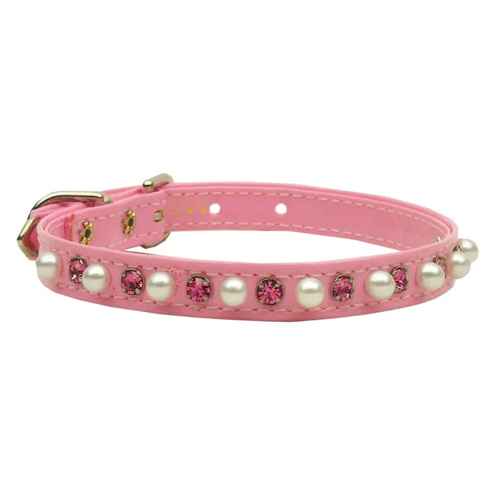 Patent Jewel 3/8’’ Pearl and Crystal Dog Collars - Dog