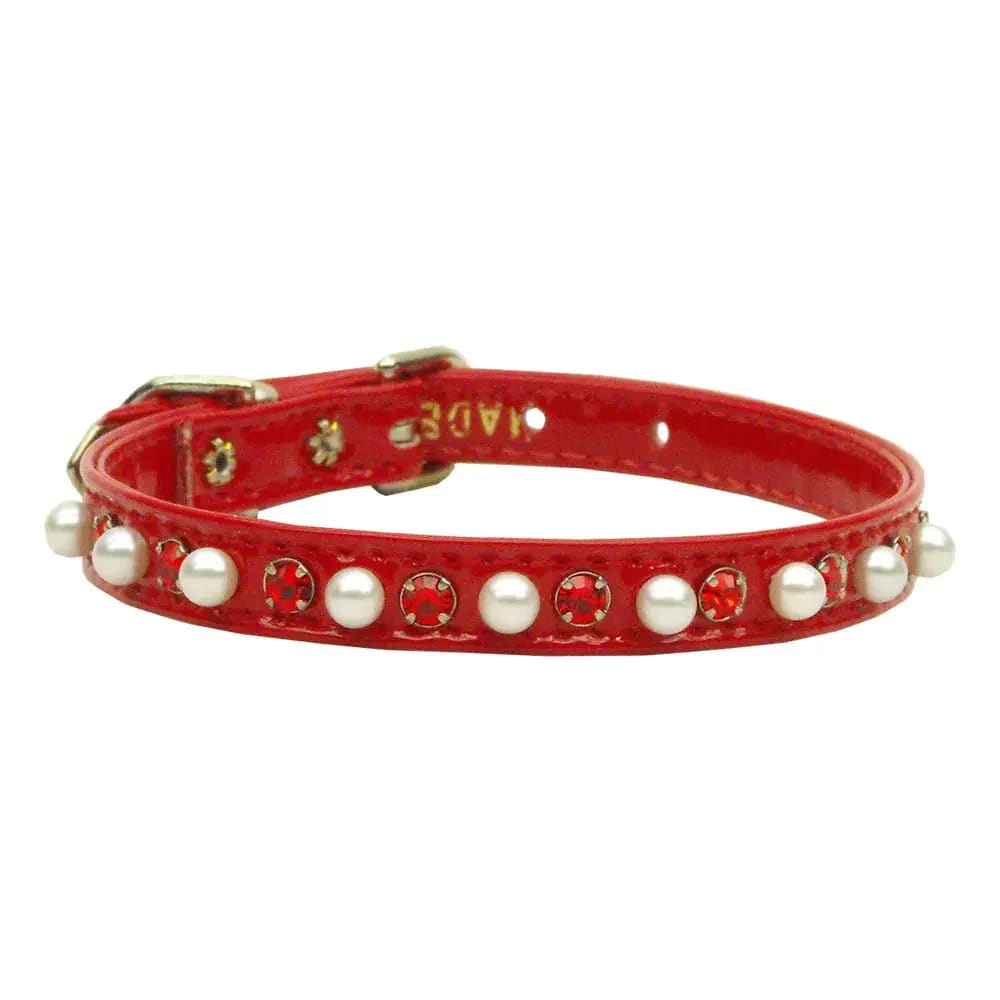 Patent Jewel 3/8’’ Pearl and Crystal Dog Collars - Dog