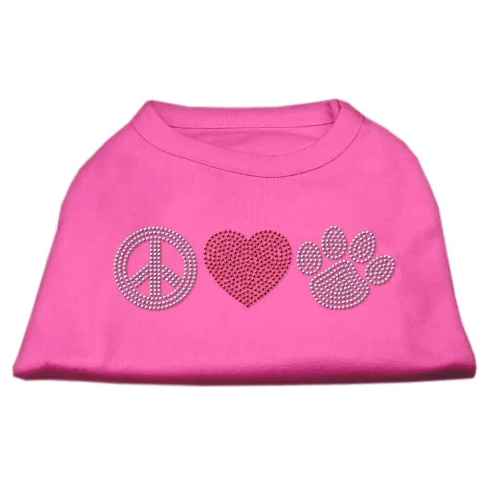 Peace Love and Paw Rhinestone Pet Shirt - Rhinestone Pet