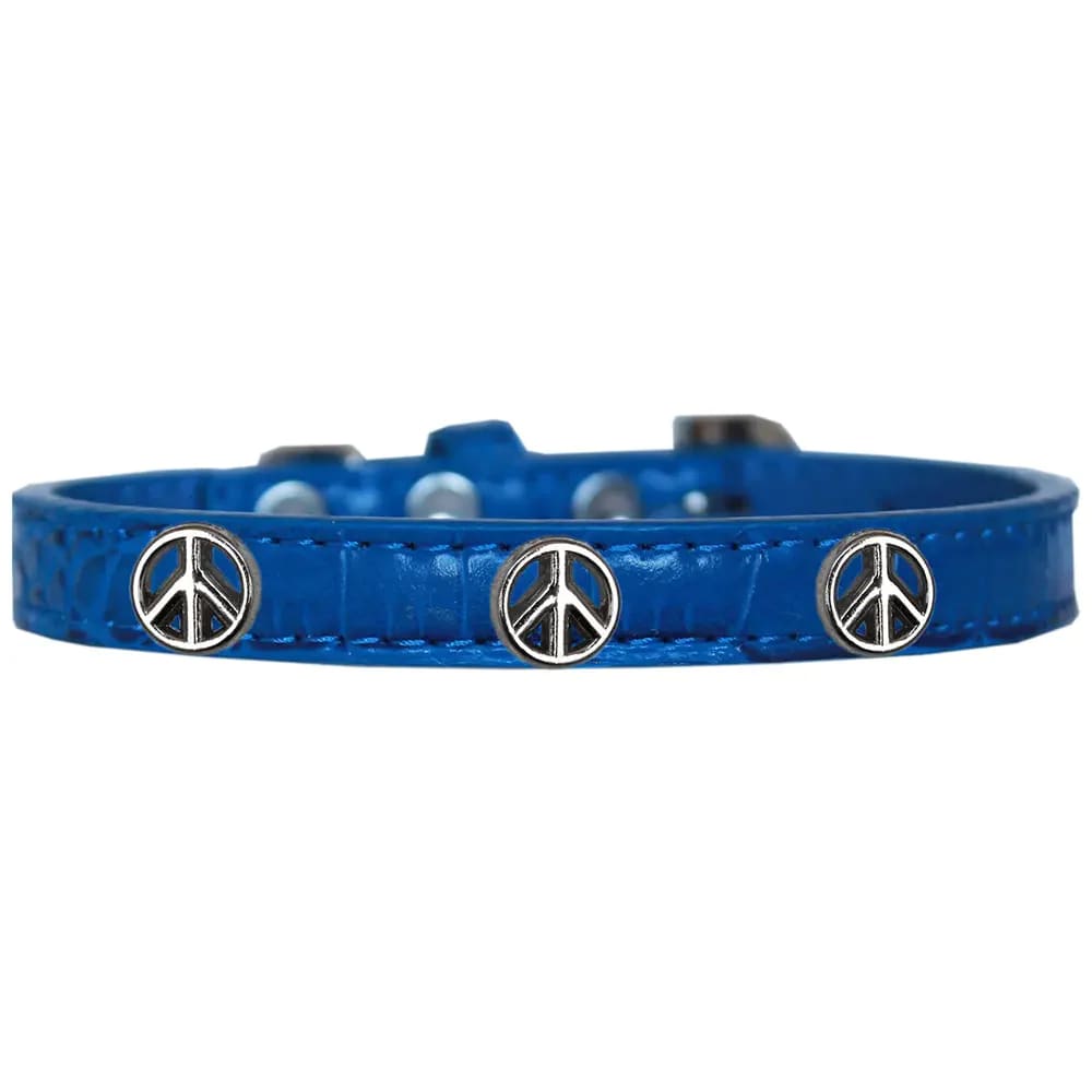 Peace Sign Widget Faux Croc Dog Collar - Dog Collars